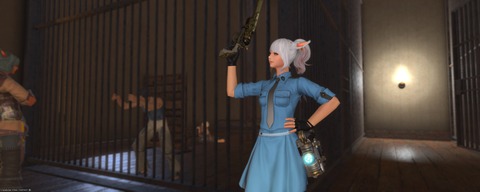 【FF14】ルガ♂だとガチで強そう！ナイトデビル装備で可愛い女性警官やカッコいい警備員風のミラプリができるように！