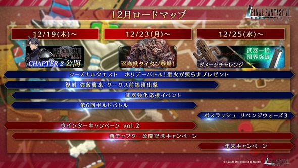 【FF7EC】12月のロードマップ公開