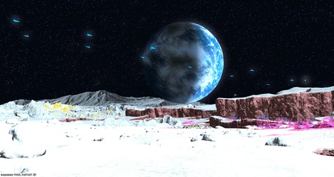 【FF14】コスモエクスプローラーマップのとある位置から見たアーテリス、月面に浮かぶ小さい地球みたいになってしまうｗｗｗｗｗｗ