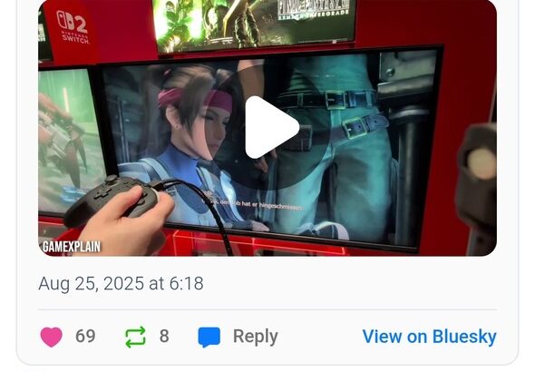 「FF7RはSwitch2で最も見栄えが良いゲーム。PS4と同等、いやPS4よりも優れている」